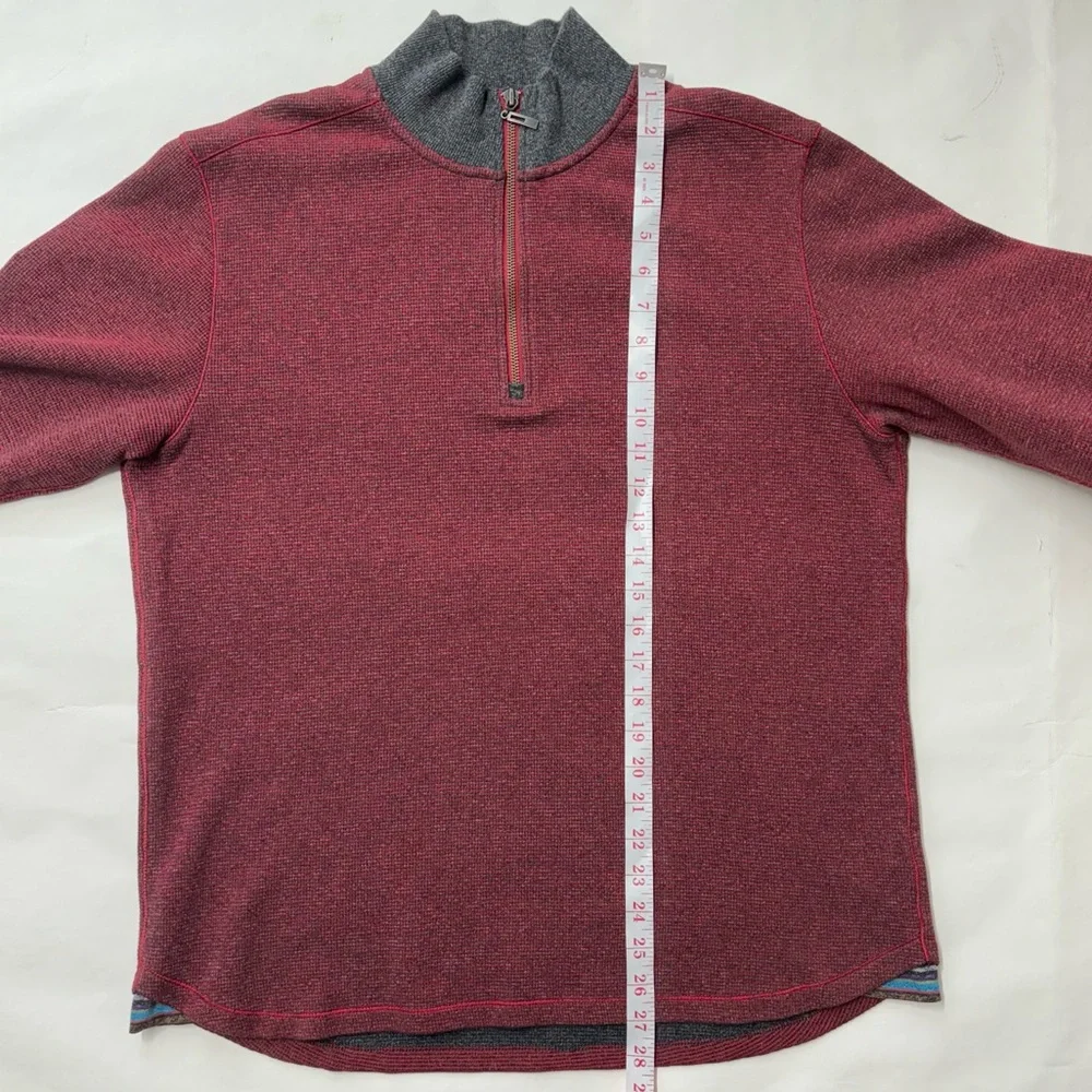 Robert Graham Quarter Zip Sweater Maroon Medium
